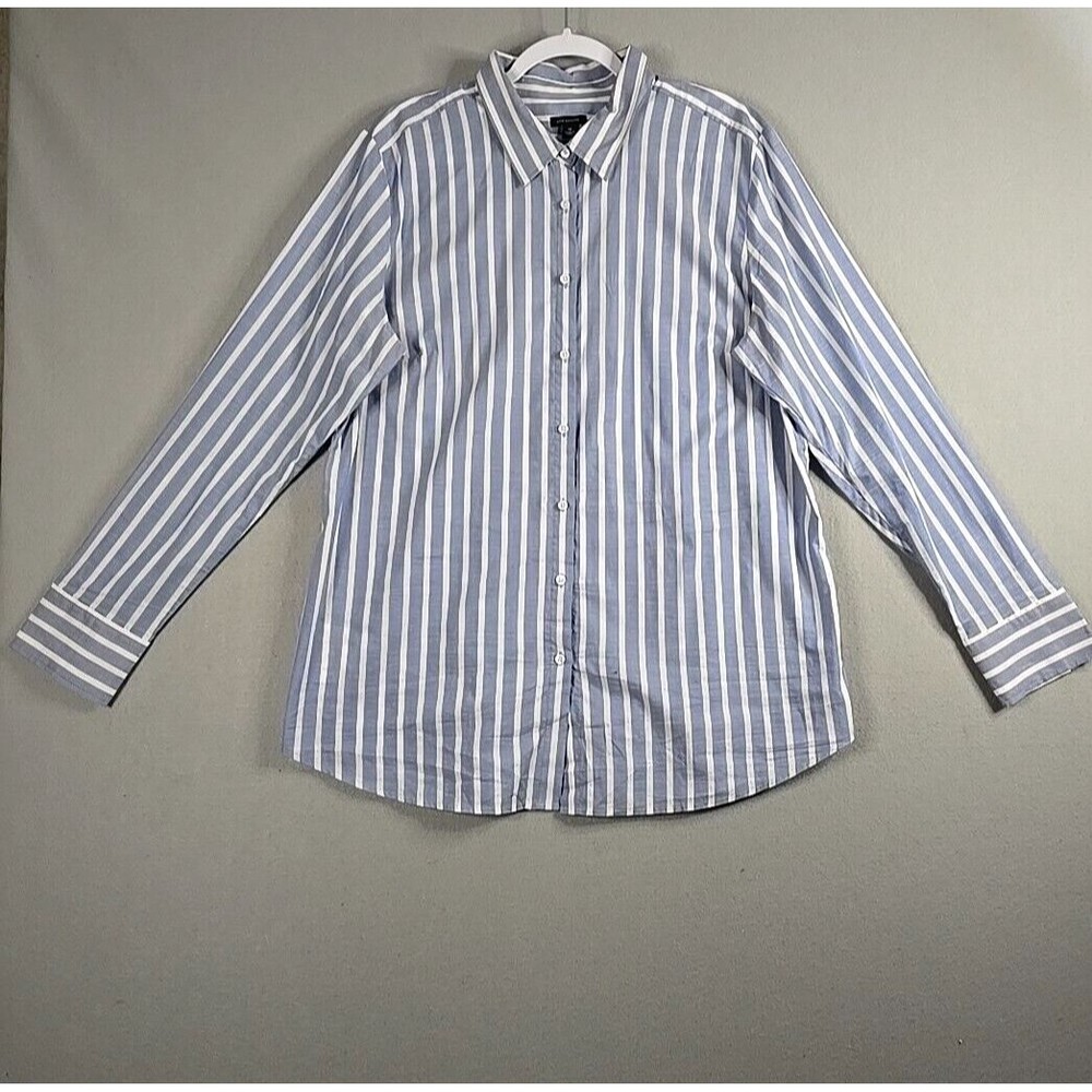 ANN TAYLOR Long Sleeve Collared Shirt Button Up Blouse Striped Womens Sz 18